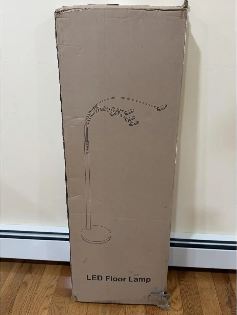 Led Floor Lamp 5 Adjustable Heads  Dimmable Remote Control 3000k, 6500k Nickel.